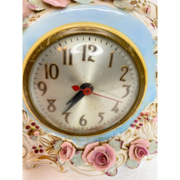 VTG. OCCUPIED JAPAN SC PORCELAIN CLOCK HANDPAINTED - Picture 8 of 15